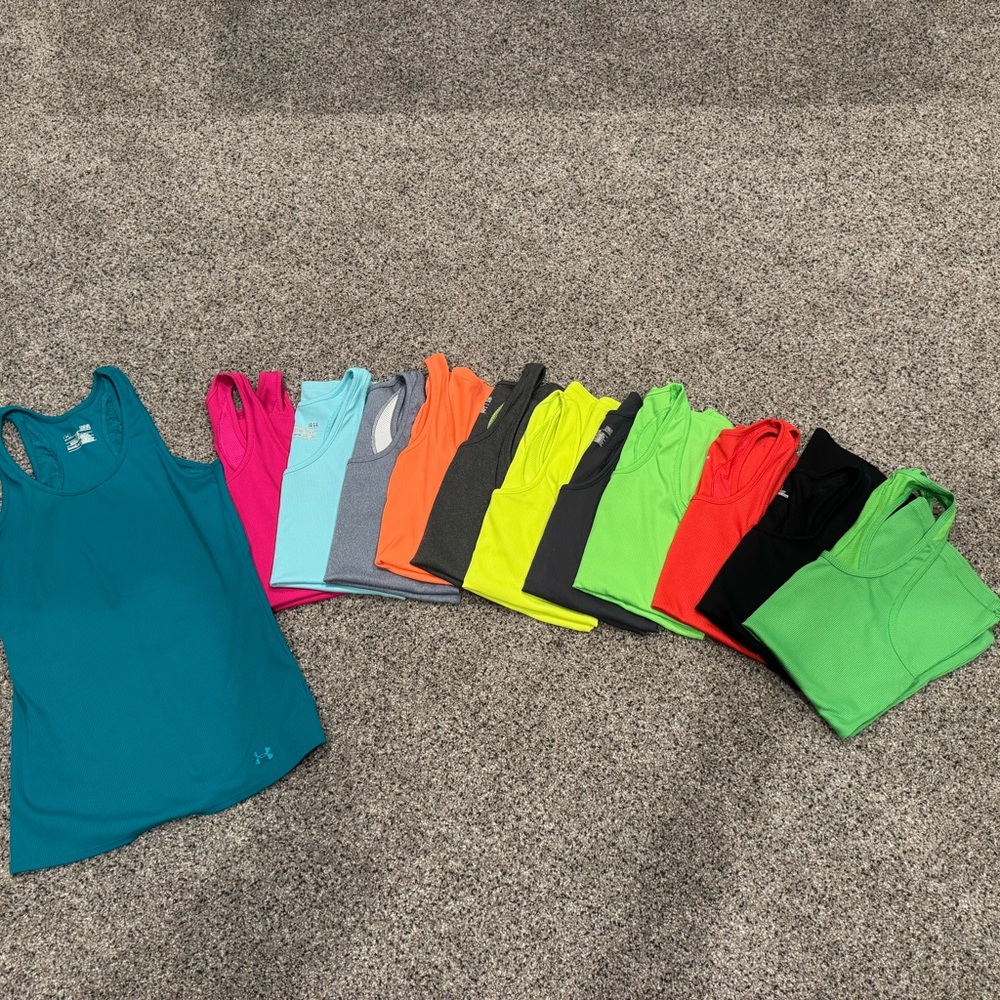 Under Armour Vibrant Tank Top Collection Heatgear lot 12 Workout Large